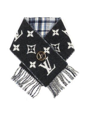 Louis Vuitton Echarpe Mini Reykjavik Cashmere 100% LV with Circle Brooch